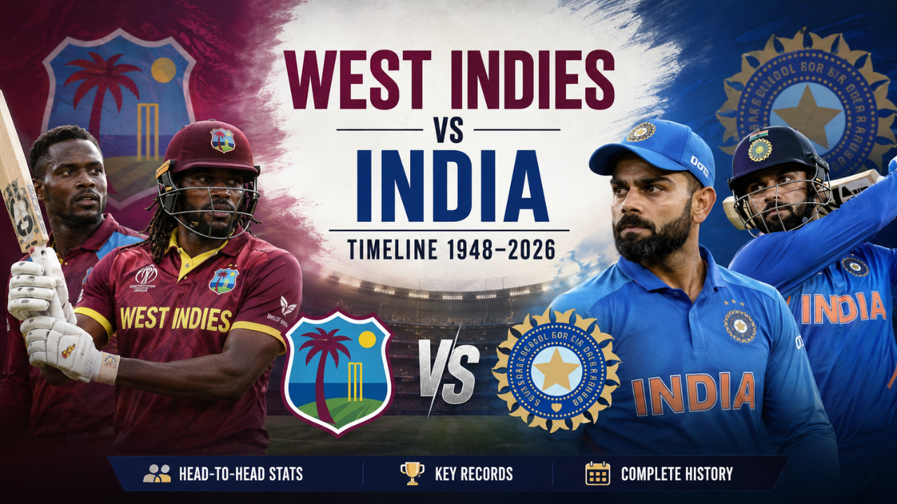 West Indies Cricket Team vs India National Cricket Team Timeline